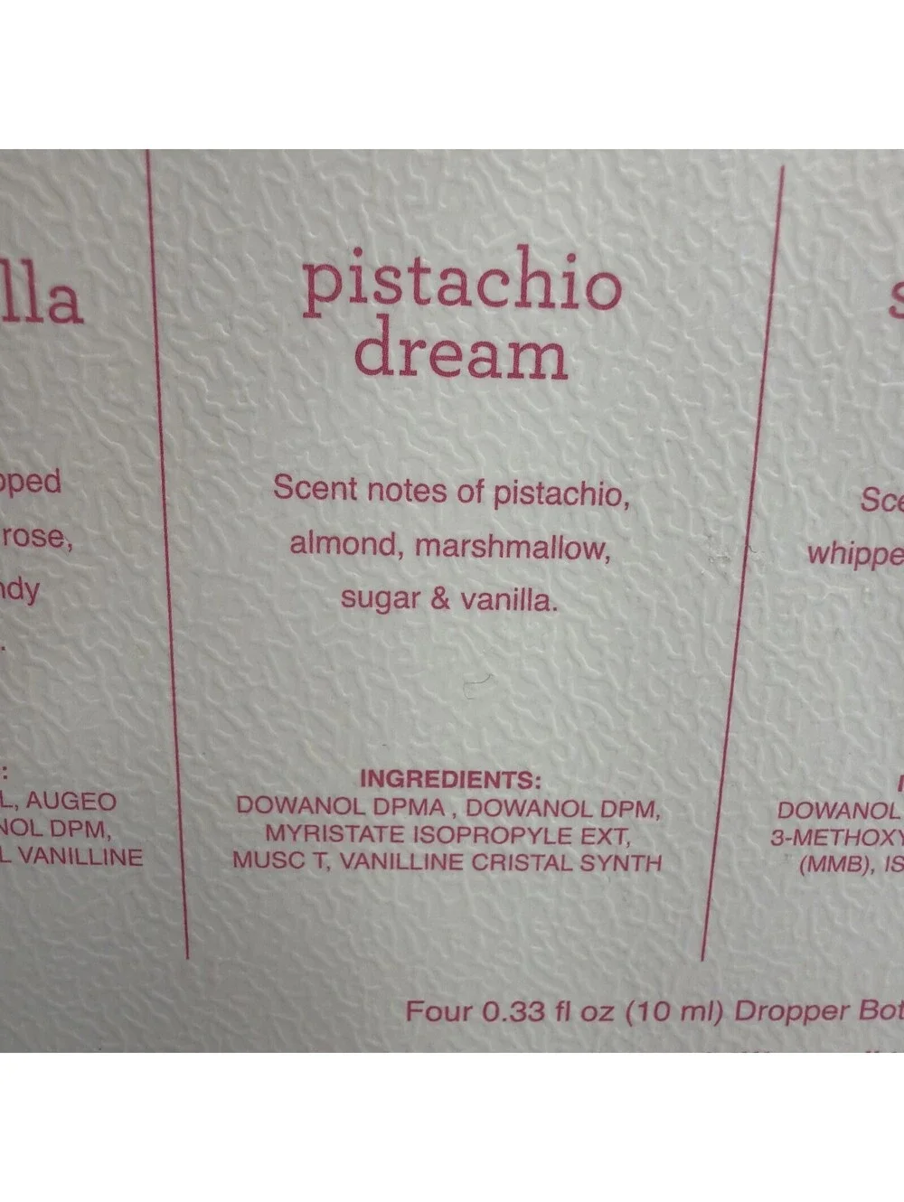 Sand + Fog Fragrance Diffuser Oil 4 Pack White Vanilla Pistachio Strawberry NEW